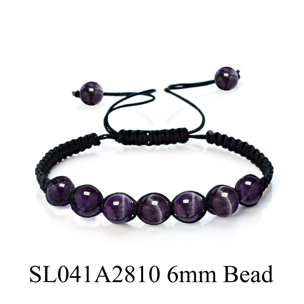 Brazalete de amatista tejido de piedra de cuentas redondas de variedades múltiples de múltiples